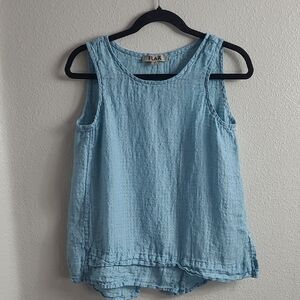 Flax Light Blue 100% Linen Relaxed Tank Top Size  M
